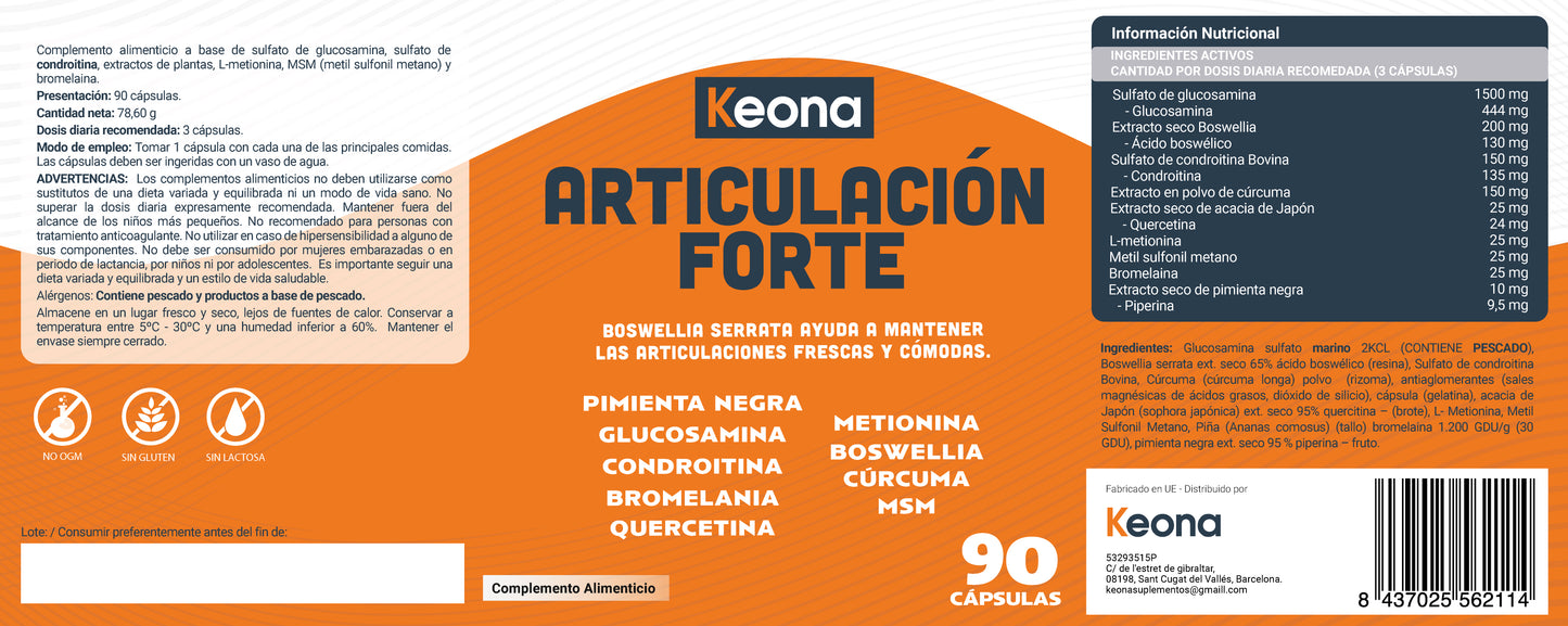 Articulación Forte Keona – Suplemento para el cuidado de articulaciones y movilidad