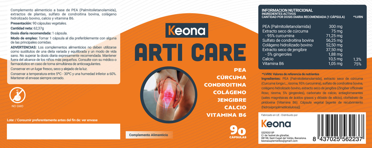 Fórmula Articare Keona con ingredientes naturales para cuidado articular y reducción de inflamación