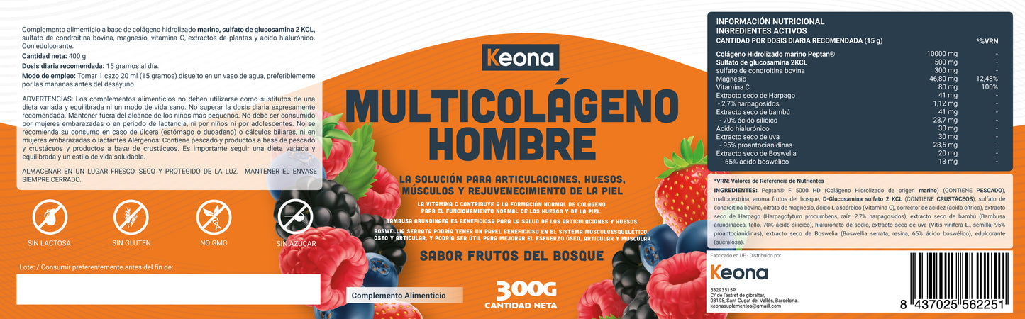 Multicolágeno Keona para mejorar elasticidad de la piel, salud articular y fortalecer el cabello
